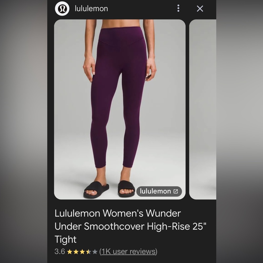 LuLulemon women’s 7/8 Winder Under Leggings. Garnet/Cabernet color Size 4